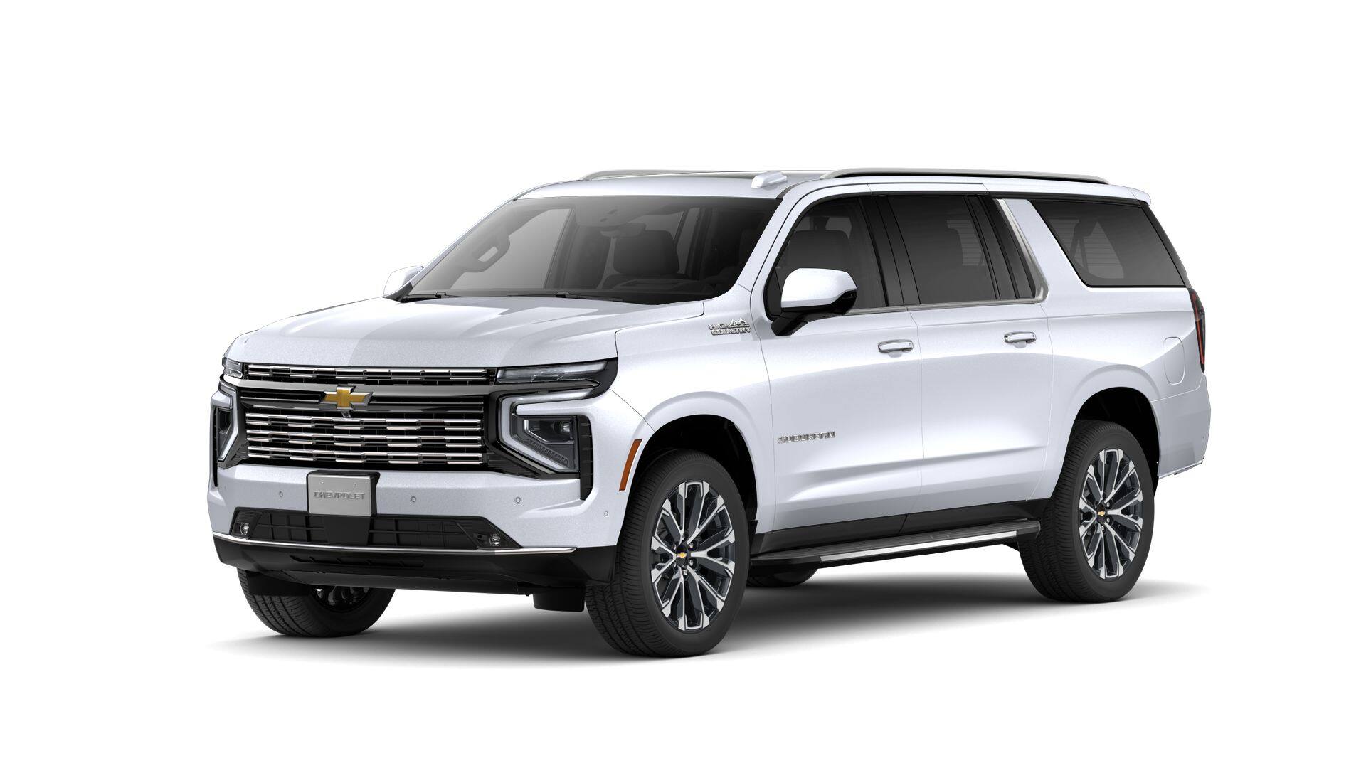 2026 Chevrolet Suburban High Country in Polar White Tricoat — front three-quarter view